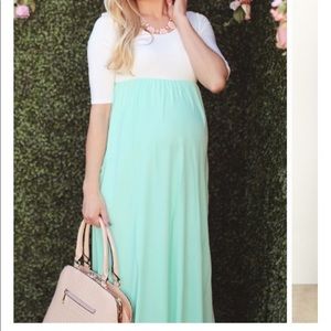 “Pink Blush” long maternity dress